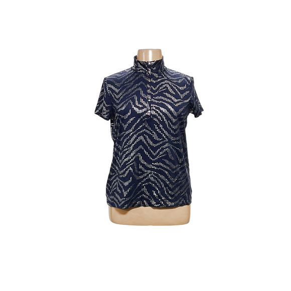 Chico's Blue Graphic Print Blouse - Size 3 - Picture 1 of 4